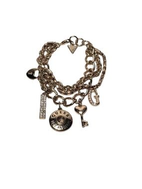 Vintage GUESS Los Angeles Rose Gold Multi-Strand Statement Charm Bracelet